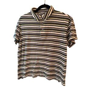 Mr. Turk Mens Polo Shirt Size M Short Sleeve Striped Pullover Knitted Casual